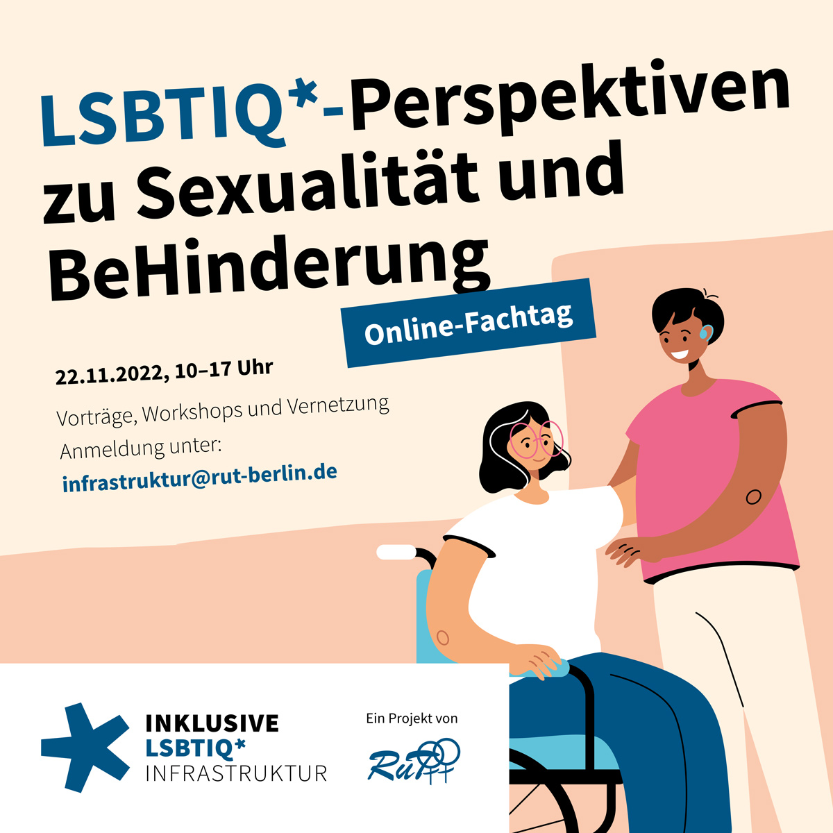 LSBTIQ*-Perspektiven zu Sexualität und BeHinderung Online-Fachtag am 22.11.2022 von 10 - 17 Uhr